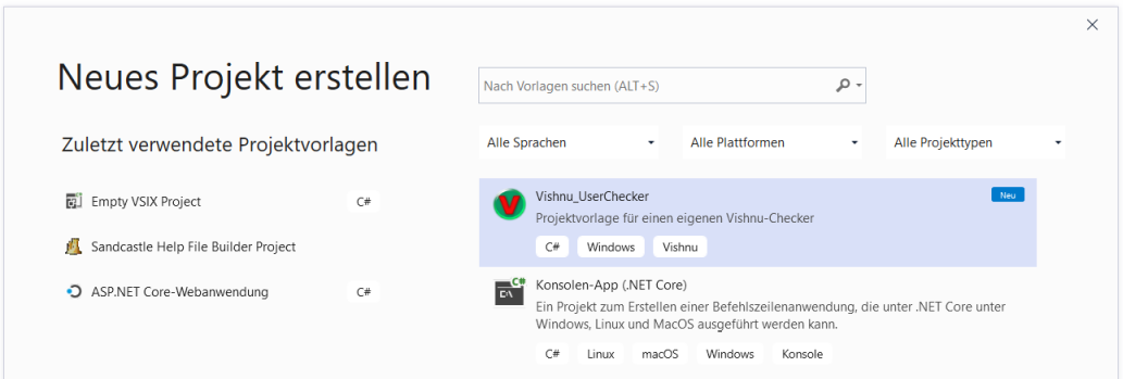Vishnu User Checker VSIX select