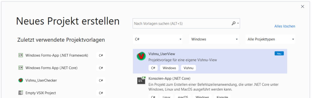 Vishnu User View VSIX select